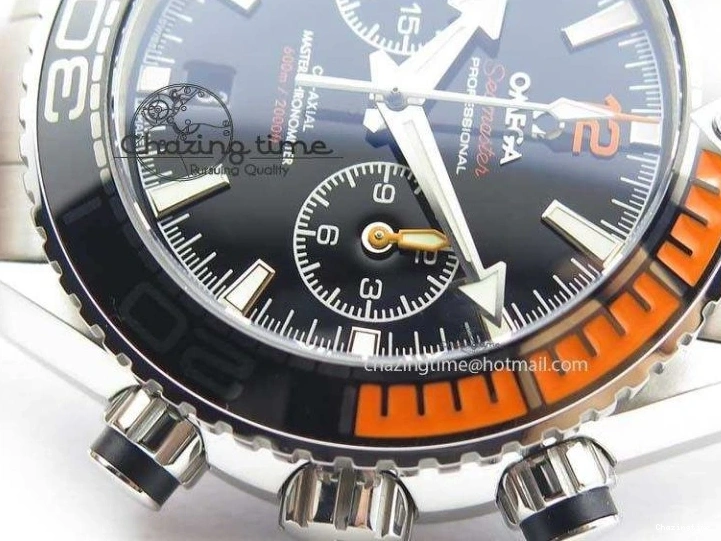 0413 Sustainable Planet Ocean Master Chronometer Chrono SS OM 1:1 Best Edition Black Dial On SS Bracelet A 8179